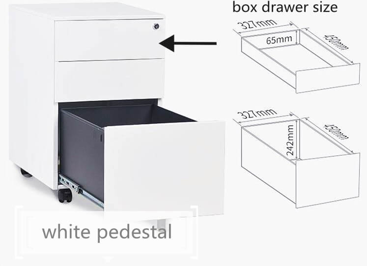 3 drawer white steel box/box/file drawer