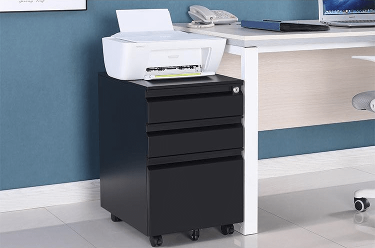 DBin black mobile pedestal file cabinet for sale