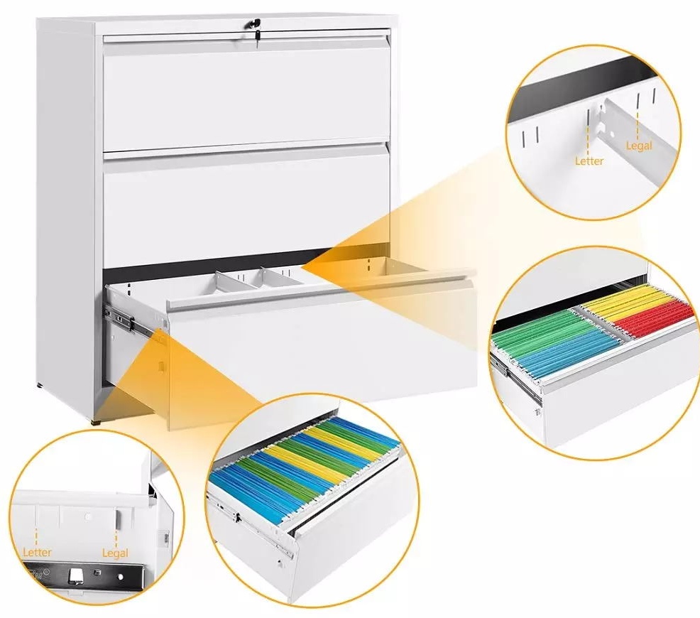 wholesale lateral file cabinet 3 drawer white