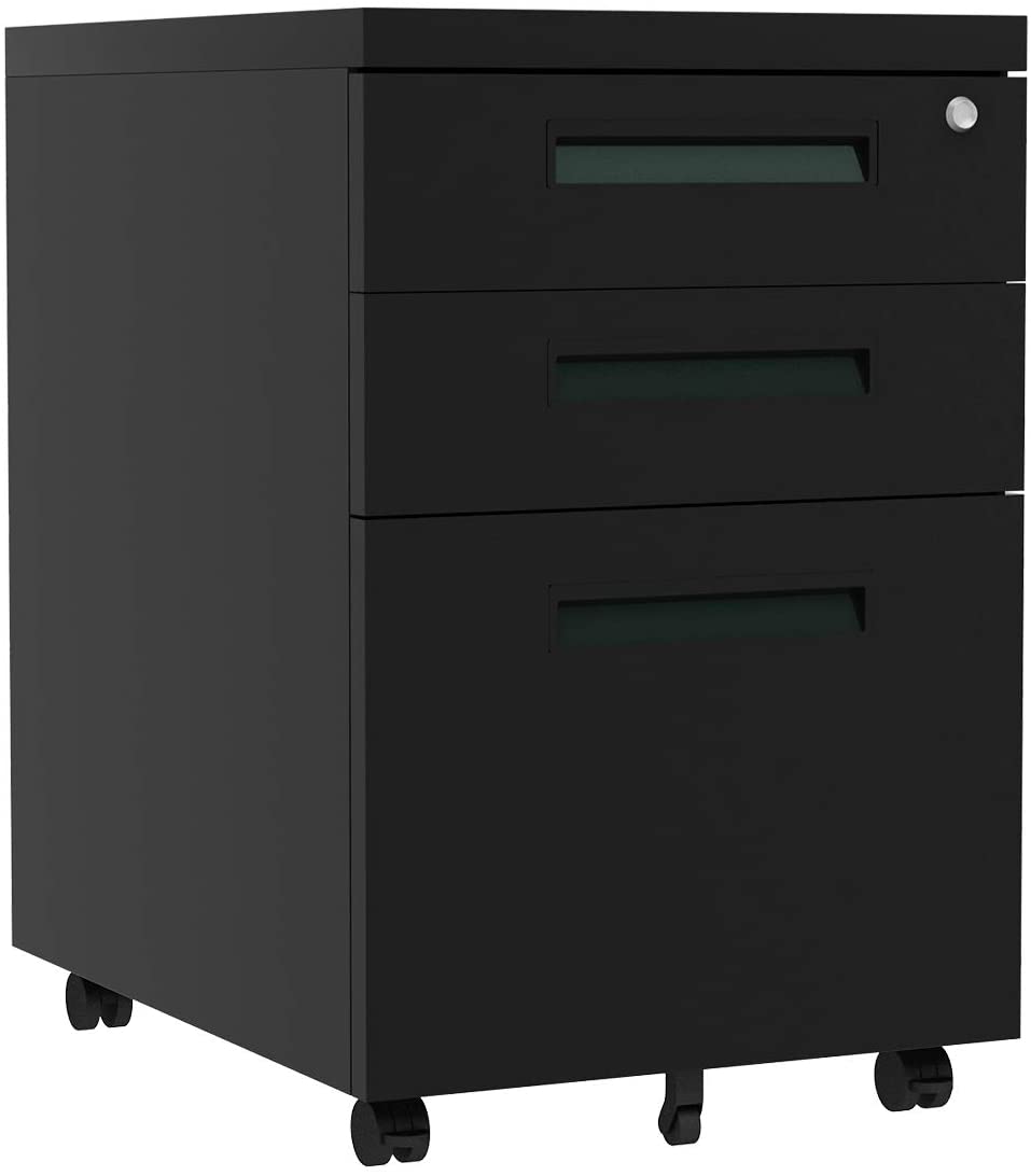 3 drawer black with lock mobile pedestal by manufacturer