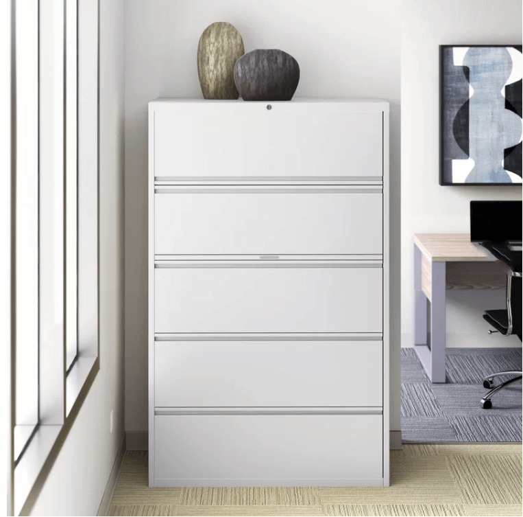 Steel white 5-Drawer Lateral Filing Cabinet factory