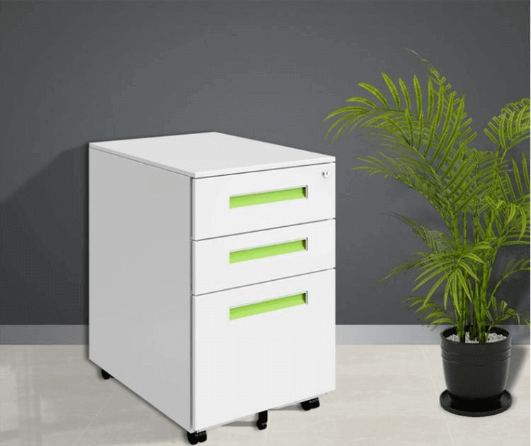 Steel white mobile pedestal 3 drawer factory