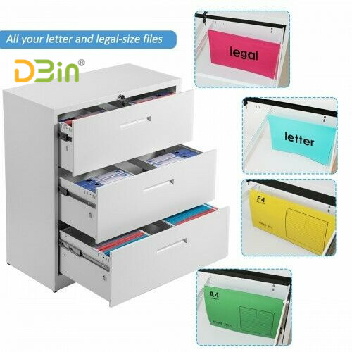 customized Lockable Lateral3 drawer  White File Cabinet