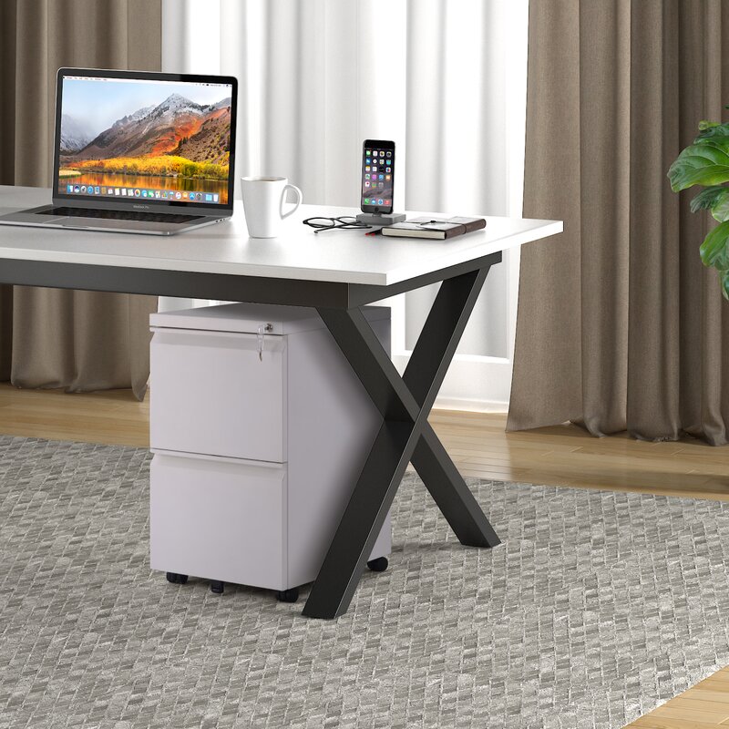 2 drawer white mobile pedestal by office furniture