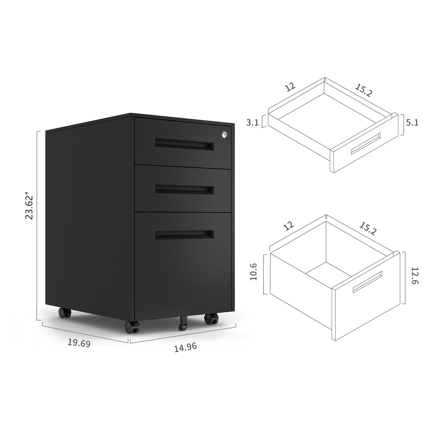 2020 new design 3 drawer mobile pedestal