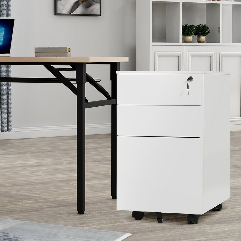 3 drawer white mobile pedestal by dbin office furniture