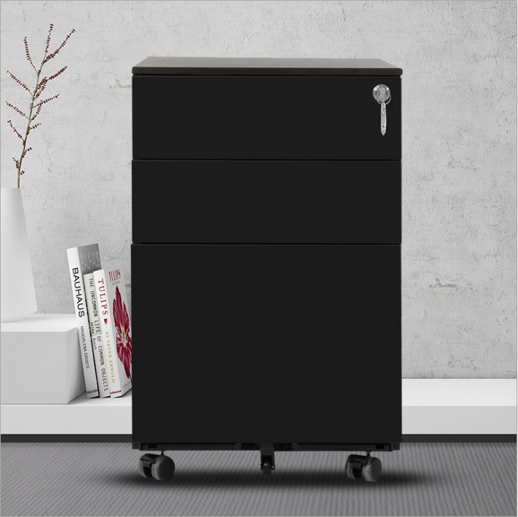 Black file cabinet on wheels factory