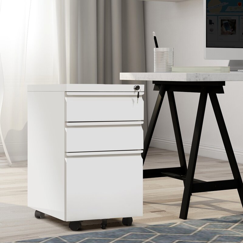 Office 3-Drawer Mobile Vertical Filing Cabinet