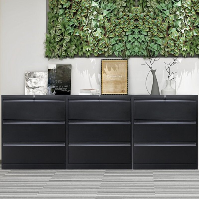 black 3 drawer lateral filing cabinet by office furniture