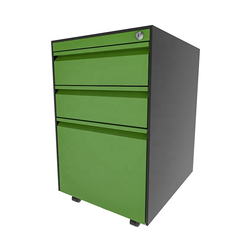 movable steel 3 drawers mobile pedestal with lock supplier