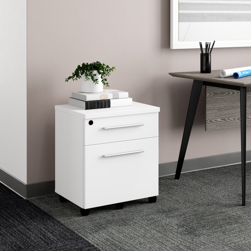 white 2 drawer mobile pedestal for customized