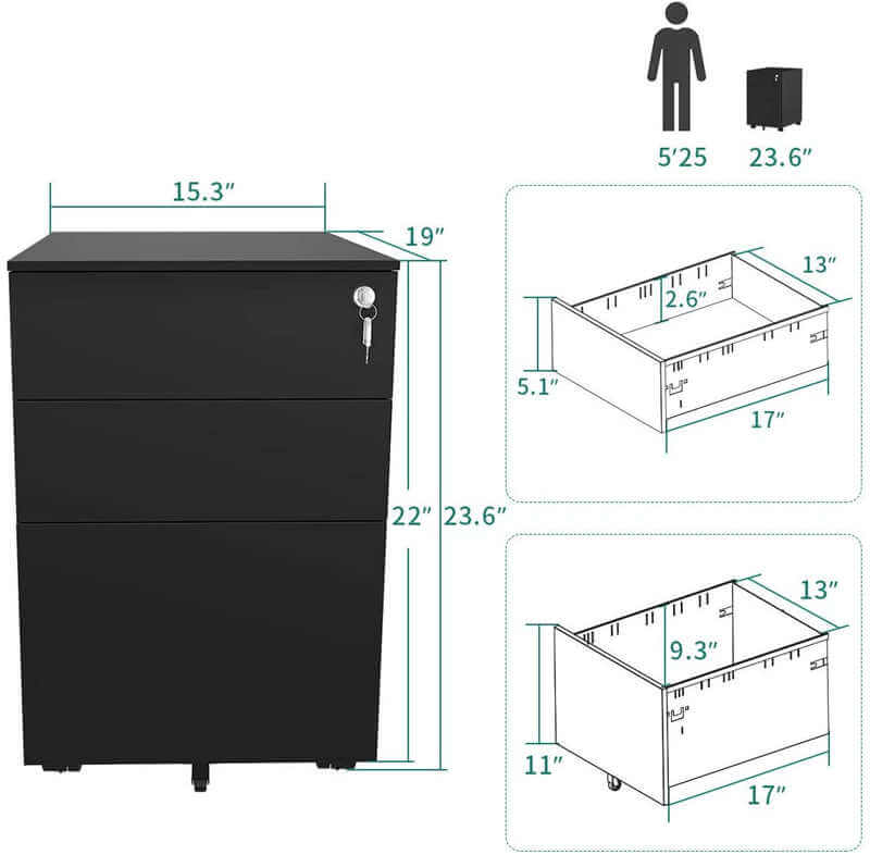 China Steel mobile file 3 drawers factory