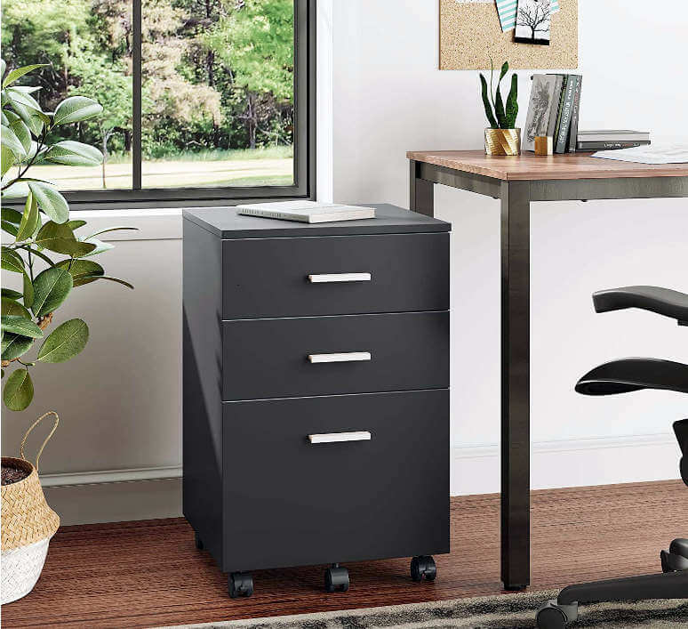 2020 hot sale 3 Drawer Wood Mobile File Cabinet