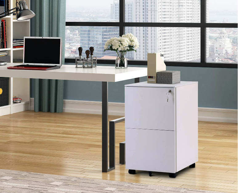 Office furniture White Mobile 2 Drawer Metal Pedestal