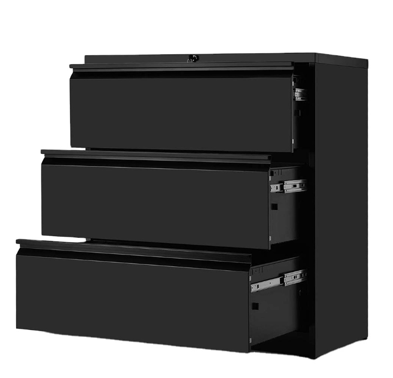 black 3 drawer lateral filing cabinet supplier