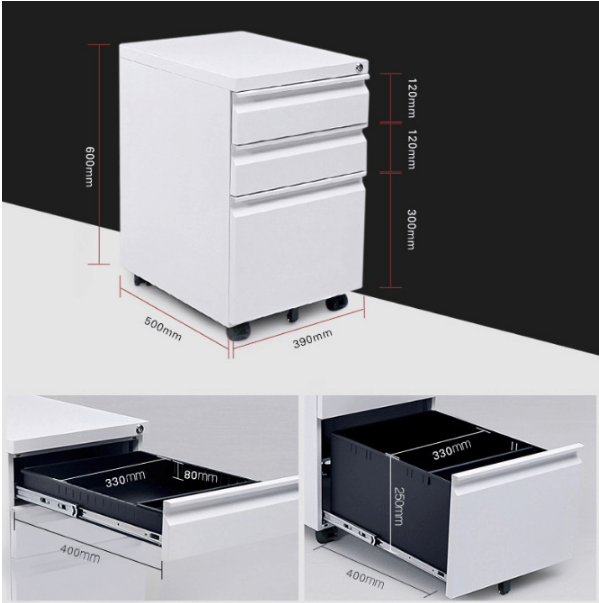 cheap white 3 drawer mobile pedestal factory
