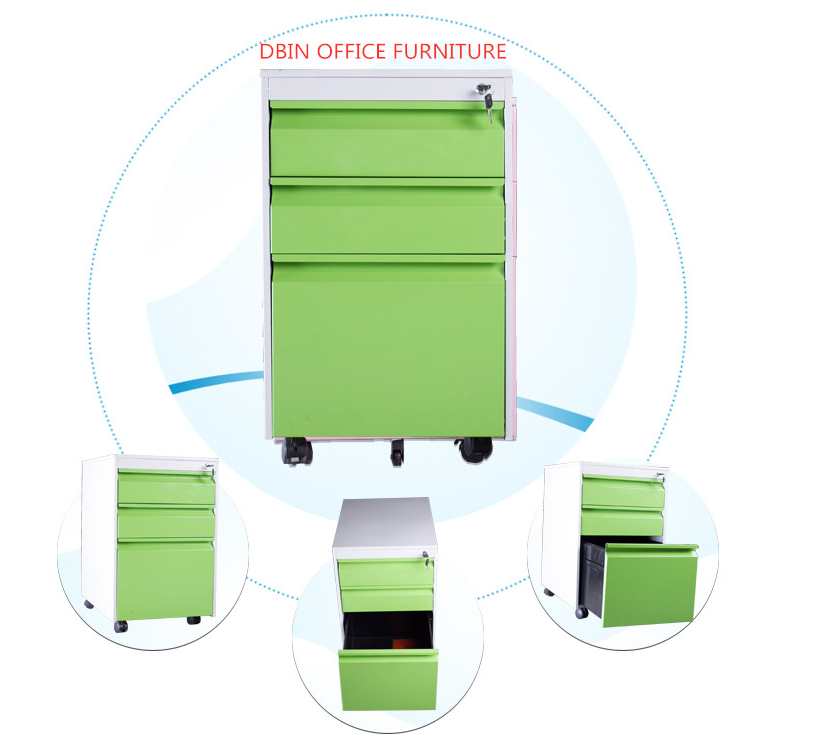 fireproof green 3 drawer moible pedestal wholesale