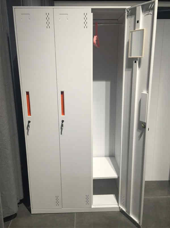white steel 3 door locker for storage