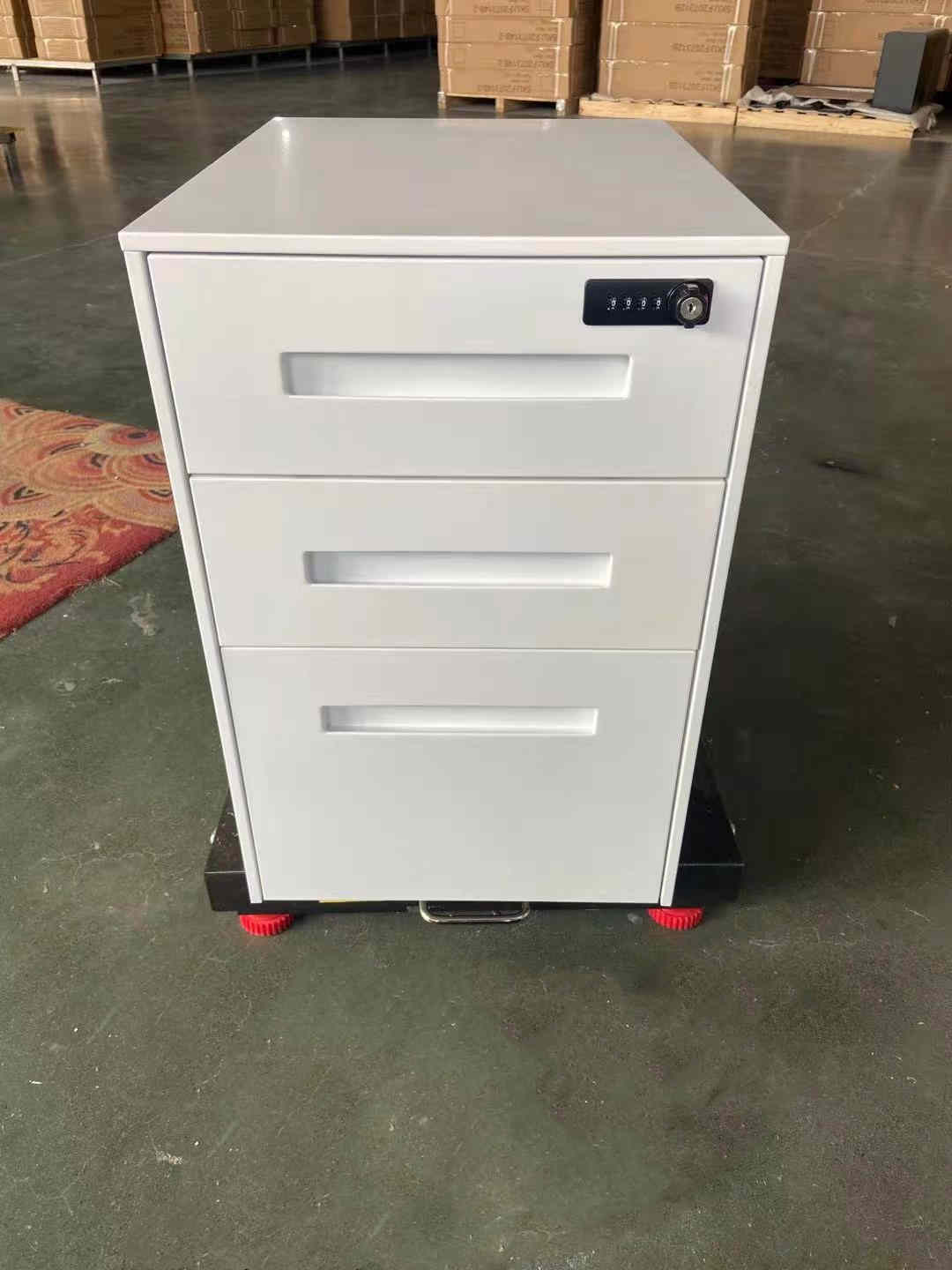 white steel 3d moible pedestal with electric lock supplier
